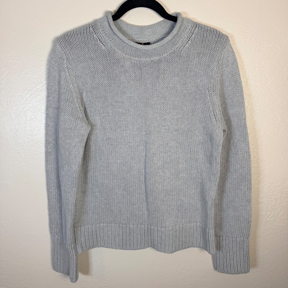 New Quince Women's M Organic Cotton Roll Neck Sweater Heather Dove Grey